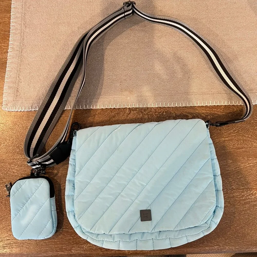 NWOT Think Royln Baby Blue Patent Leather Crossbody Women's Bag - Picture 1 of 4